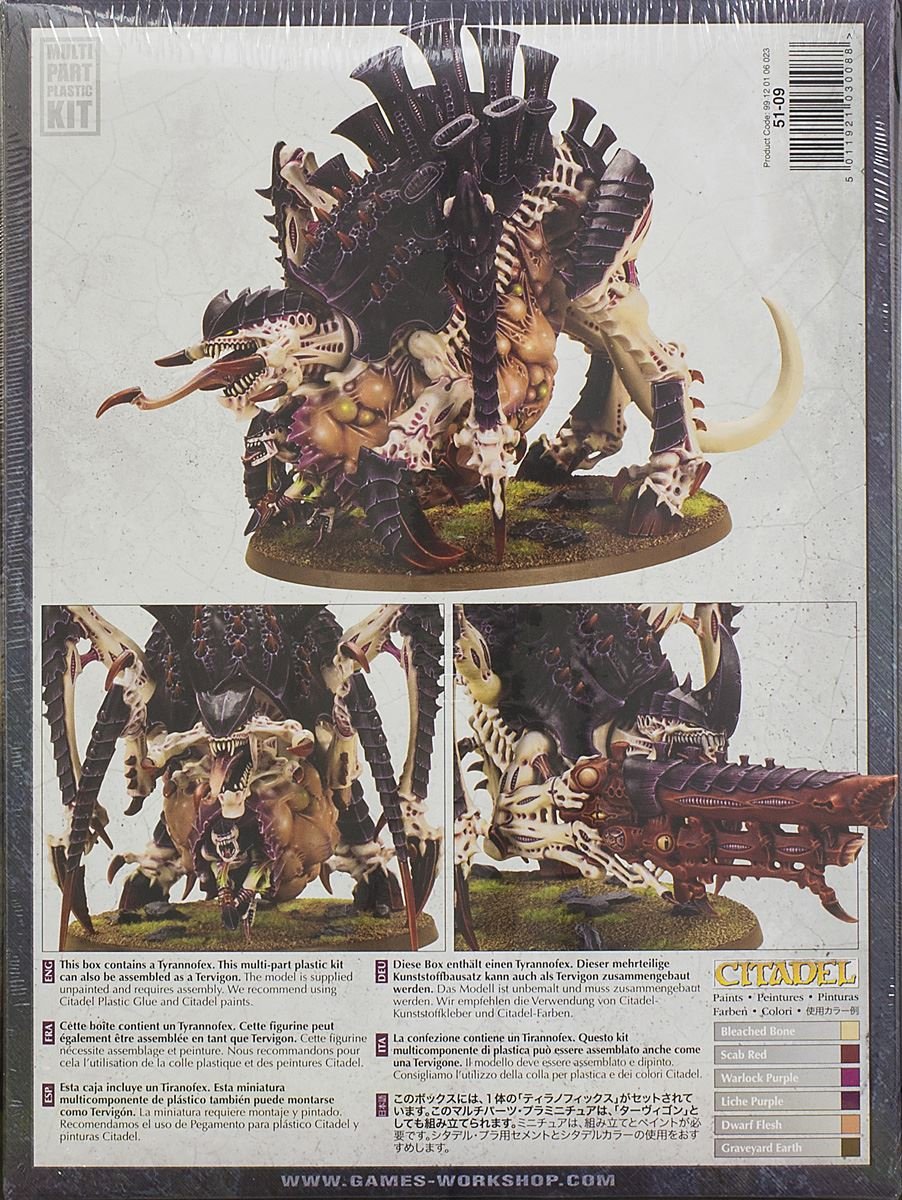 Games Workshop Tyranid Tyrannofex side view miniature ready for assembly and tactical display