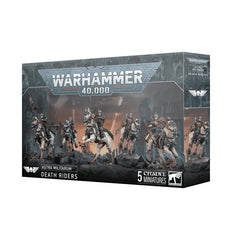 Games Workshop Astra Militarum Death Riders with varied weapons, showcasing customization options and dynamic poses.