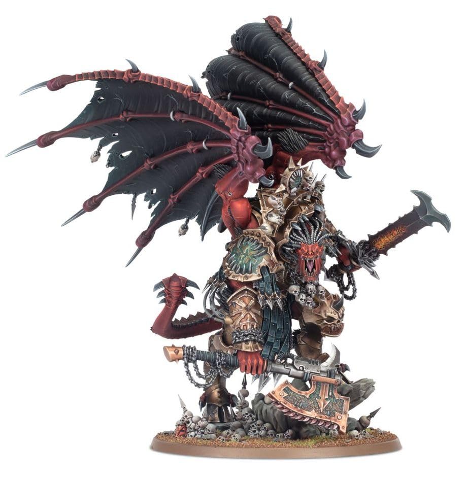 Games Workshop Angron weapons display, perfect for dynamic tabletop battles.