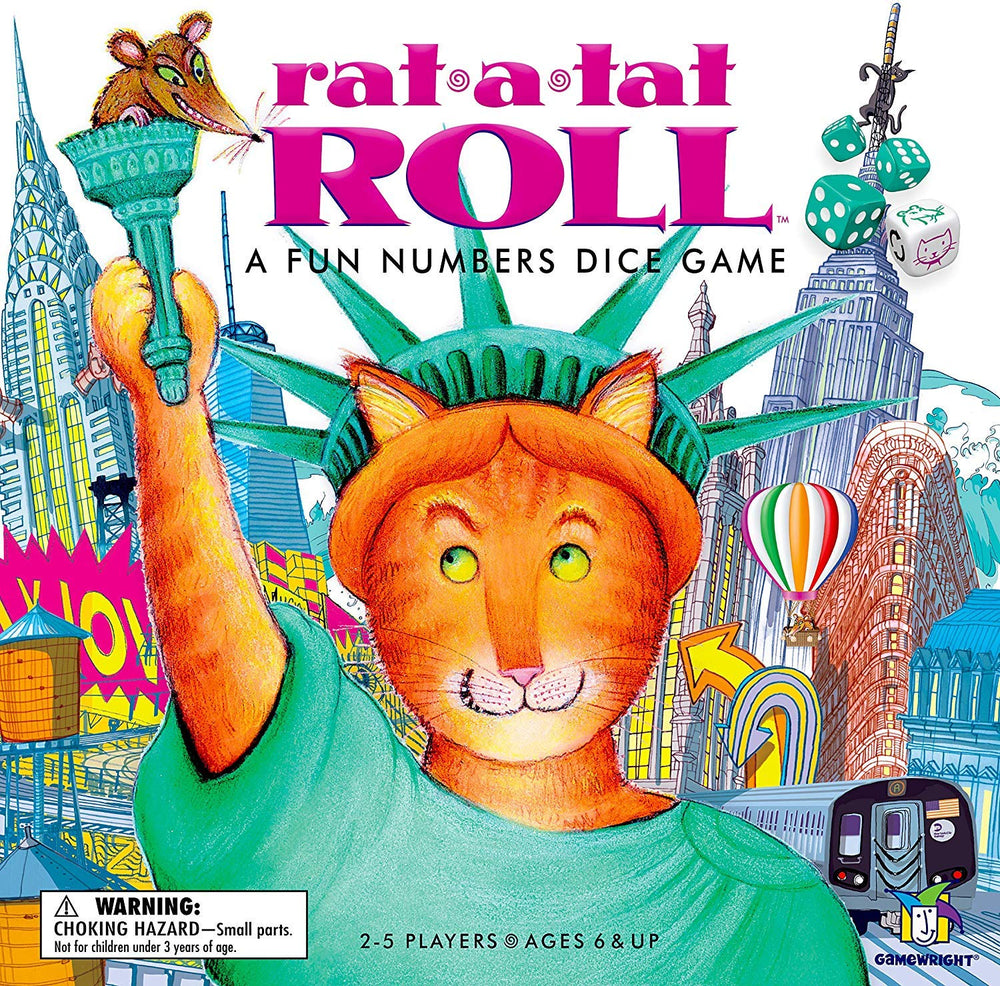 Gamewright Rat-A-Tat Roll cards shown during play for strategic decisions