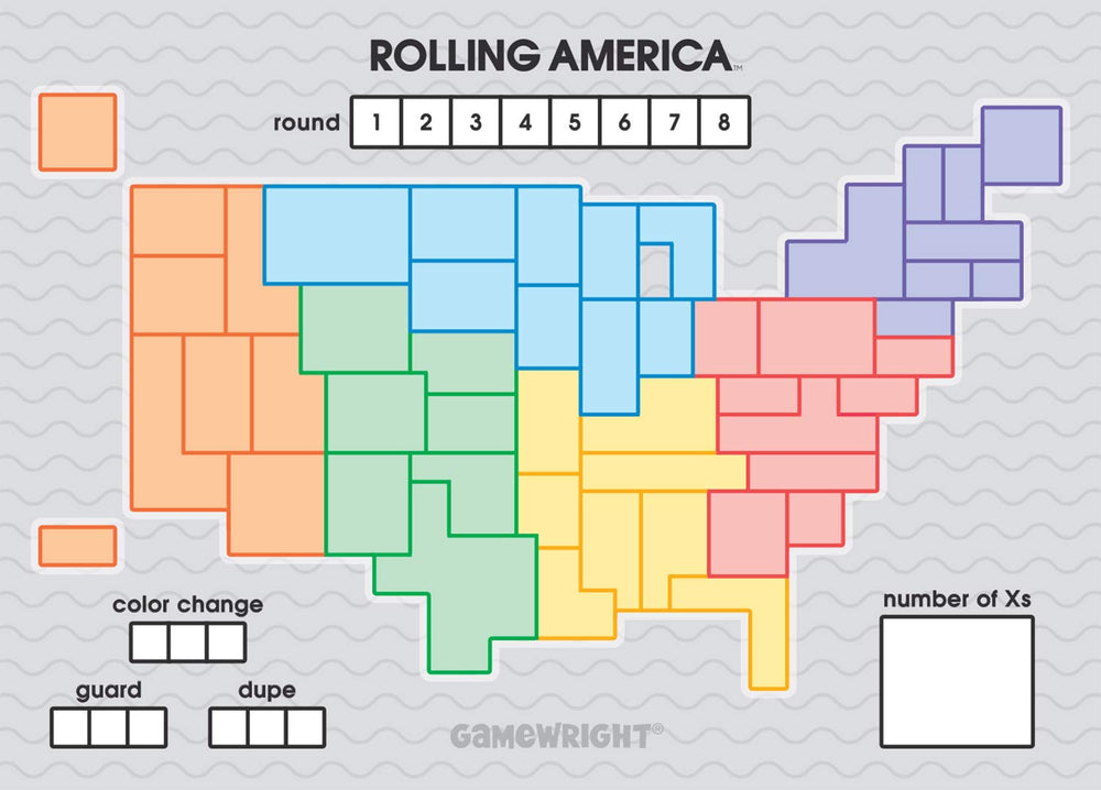 Colorful dice in Rolling America spark strategic map completion.