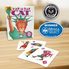 Gamewright Rat-A-Tat Cat packaging makes a ready gift for kids.