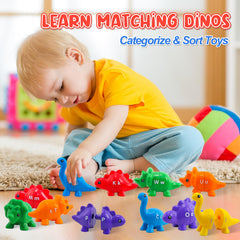 Ganaj alphabet dinosaurs back view showing Aa and Bb boosts visual matching practice.