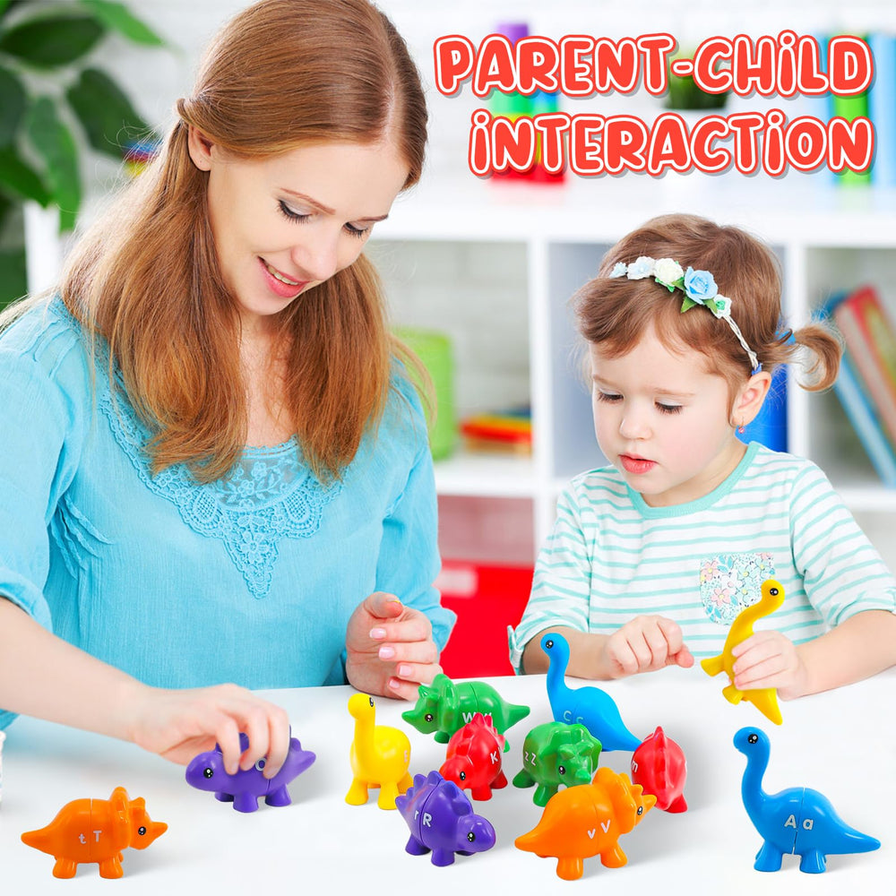 Ganaj dinosaur letters colorful pieces for fine motor play and color sorting.