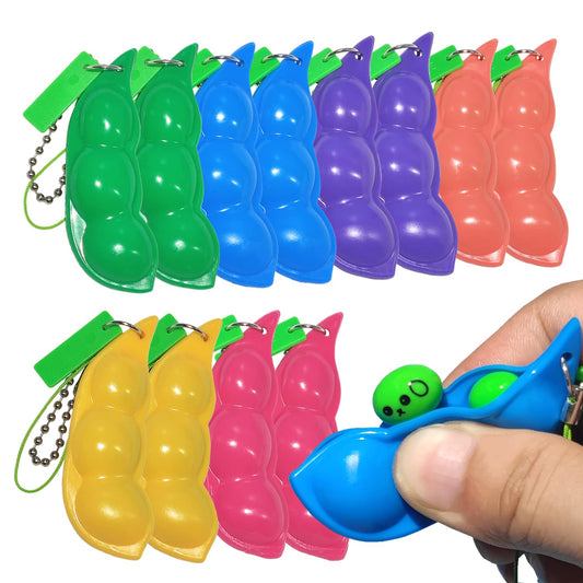 Ganjiang pea keychain fidget squeeze toy green, ideal for on-the-go stress relief.