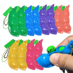 Ganjiang pea keychain fidget squeeze toy green, ideal for on-the-go stress relief.