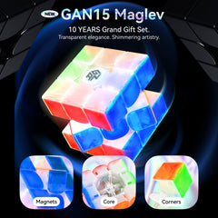 GANSPUZZLE GAN 15 Maglev cube magnet setup highlighting fast layer alignment