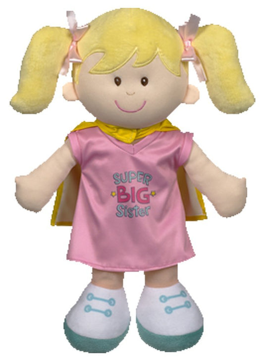Ganz Baby Big Sister Plush Doll face with joyful expression for gentle big-sister bonding.