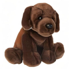 Ganz Heritage Chocolate Labrador plush close-up showing stitching and warm color for display.