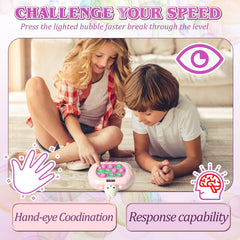 GAPER GO fast push light up fidget toy; easy-clean surface simplifies after-play cleanup.