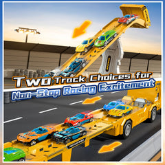 Garbo Star race catapults with easy release levers boost fast paced racing fun.