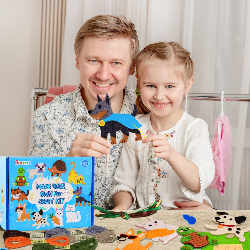 Garma Puppy Sewing Kit safety scissors included for precise, kid-friendly cutting.