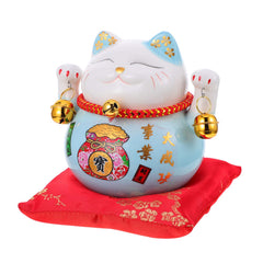 Garneck Lucky Cat Money Bank blue ceramic glaze for home saving.