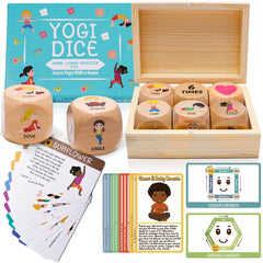 Garybank Kids Yoga Dice set with wooden dice for safe, tactile practice