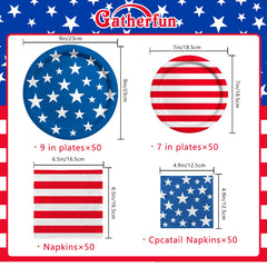 Gatherfun American flag dessert plate adding festive flair for dessert service at celebrations.
