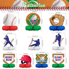 Gatherfun Baseball Honeycomb Centerpiece with a green field scene for authentic ambiance.