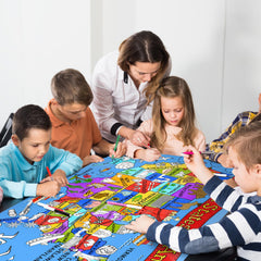 Gatherfun classroom wall decor doubles as an interactive learning backdrop