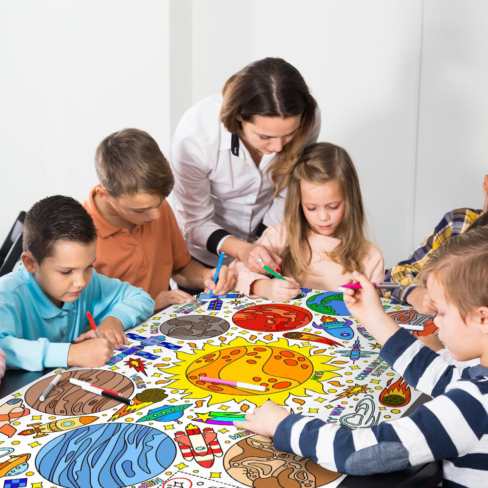 Gatherfun coloring poster with durable coating resists crayons and paints for repeated use.