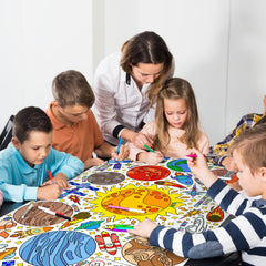 Gatherfun coloring poster with durable coating resists crayons and paints for repeated use.
