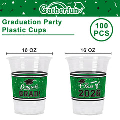 Gatherfun cups featuring CONGRATS GRAD and Class of 2026 for party decor