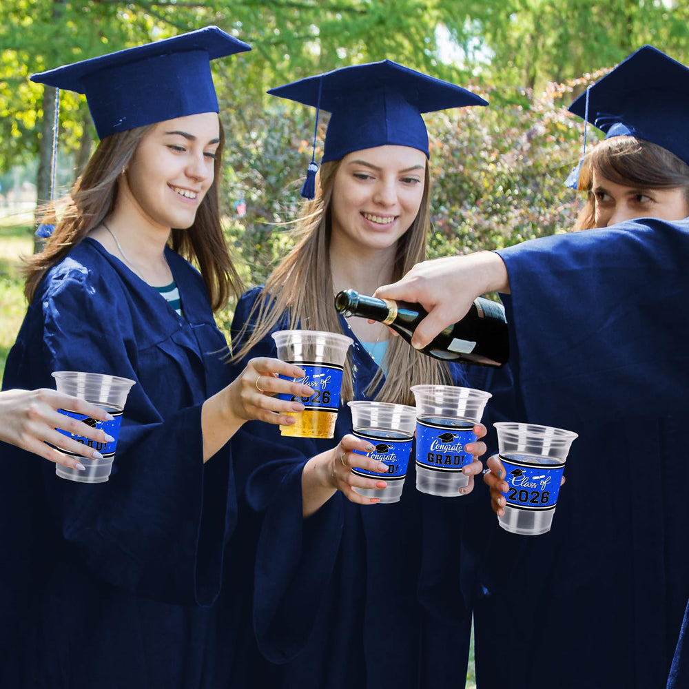 Gatherfun vibrant blue cups create photo-worthy grad party visuals