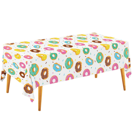 Gatherfun donut tablecloth 2-pack full view elevates dessert table decor.