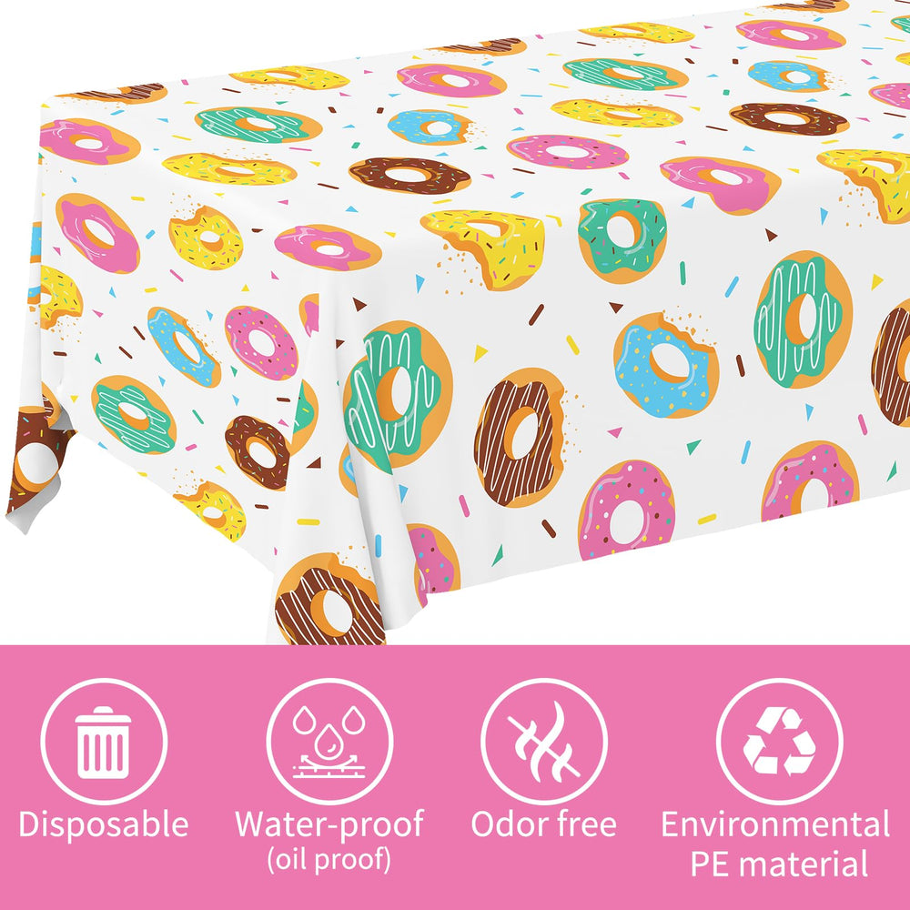 Gatherfun donut tablecloth baby shower or birthday setup with two packs.
