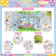 Gatherfun large Easter poster table cover—durable white kraft surface resists ink bleed