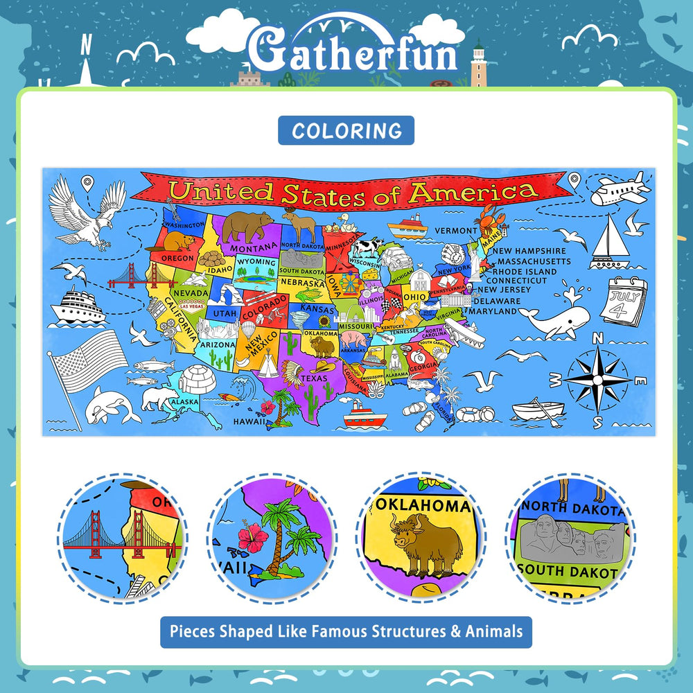 Gatherfun educational USA map coloring engages students in geography exploration