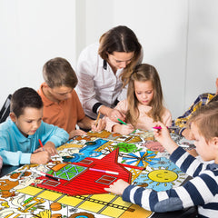 Gatherfun farm animals spot-the-differences maze poster for interactive learning.