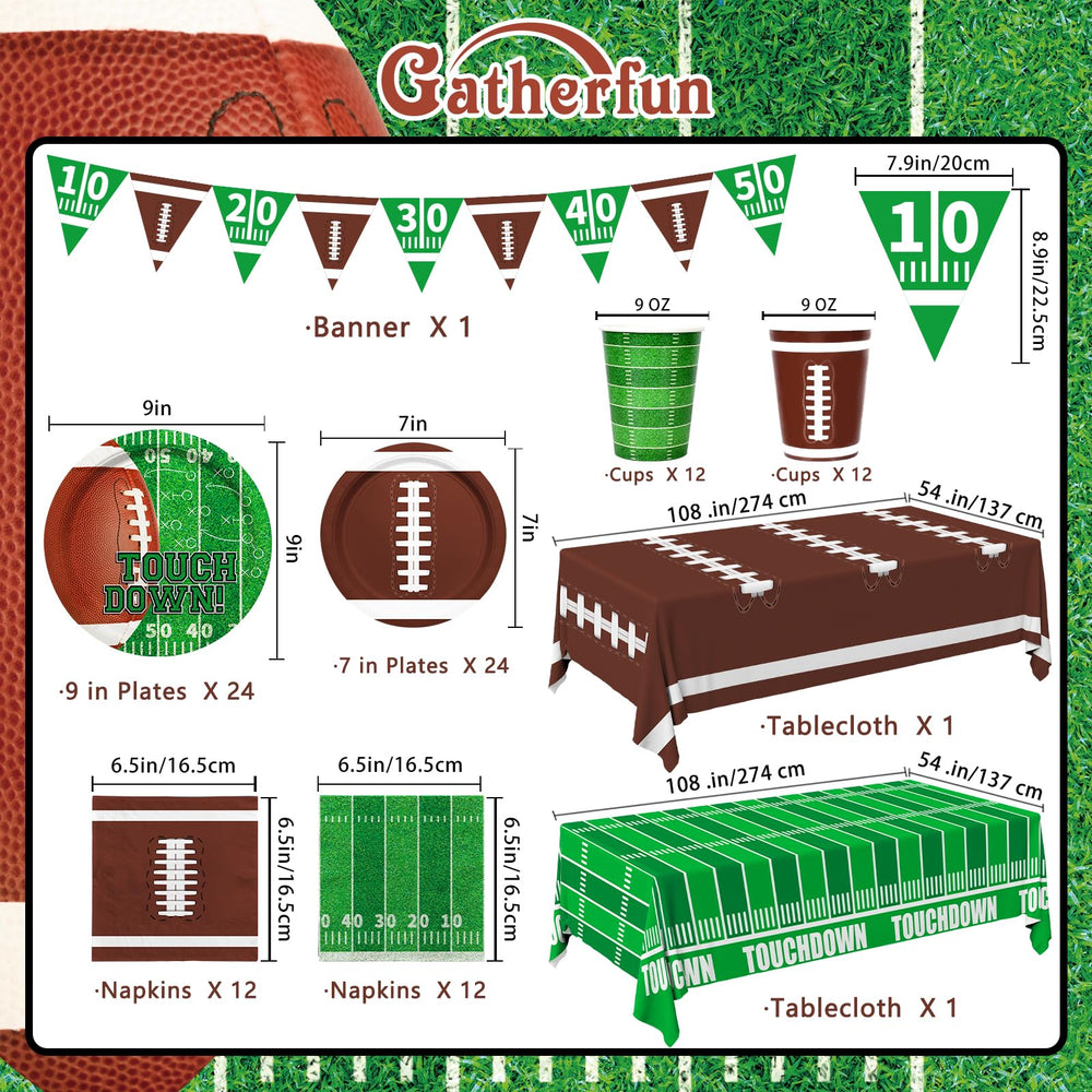 Gatherfun football dessert plate 24-pack, two designs for sweet treats