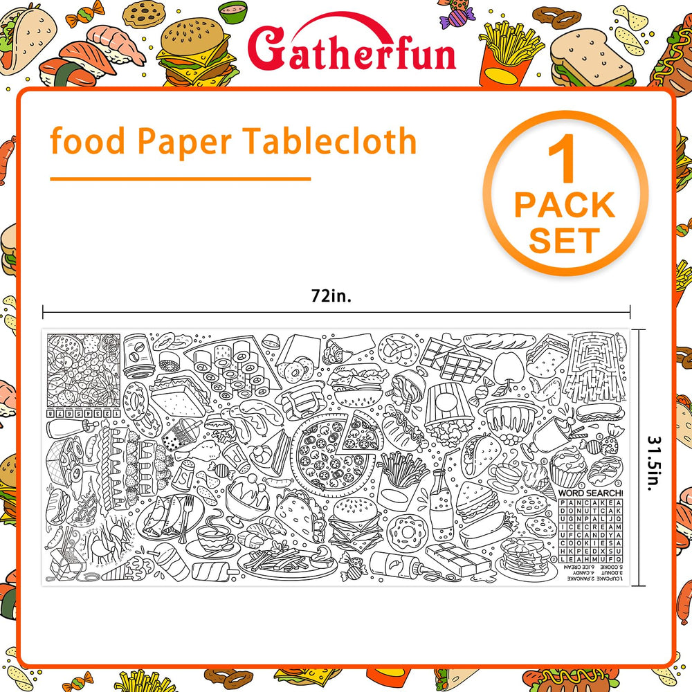 Gatherfun giant coloring poster used as a table cover for mess-friendly activities.