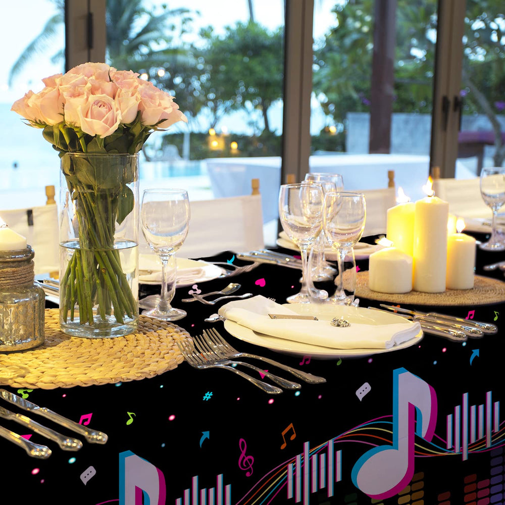 Gatherfun music theme party setup image showing cohesive table styling