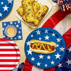 Gatherfun patriotic cocktail napkins add style to drinks while protecting surfaces.