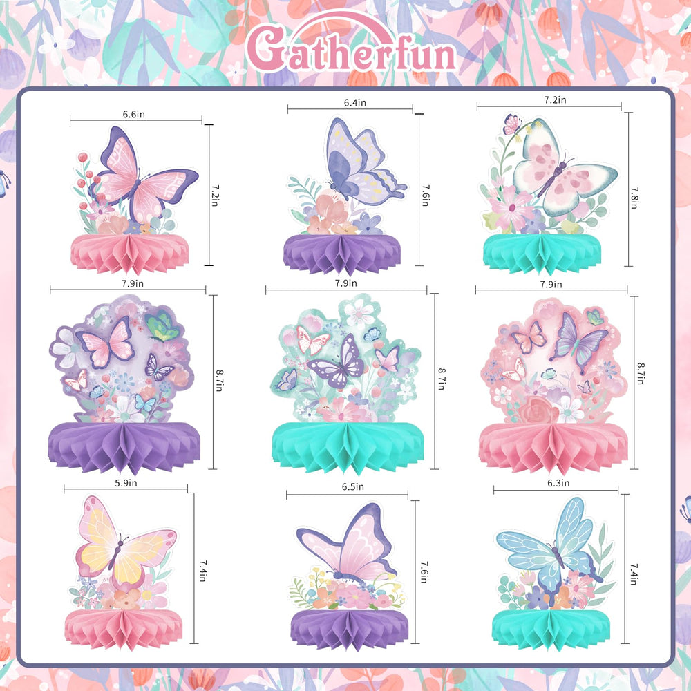 Gatherfun spring butterfly table decor brings colorful charm to kids birthday celebrations.