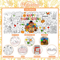 Gatherfun Thanksgiving poster with watercolor-safe coating for mess-free coloring.