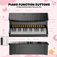 GAYUPLO child-friendly piano with microphone invites singing along during play.