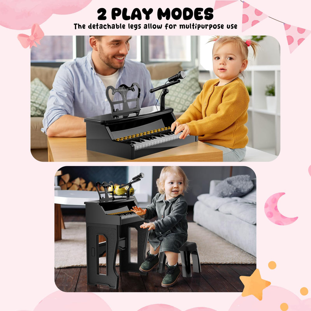 GAYUPLO safe-design piano assures sturdy play for toddlers.