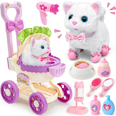 G.C Cat Toys plush cat walks, meows, and wags tail for imaginative play.