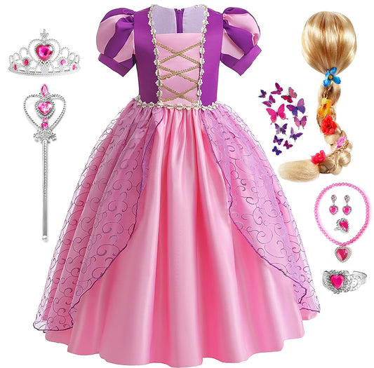G.C Girls Princess dress set with wig and crown for imaginative play