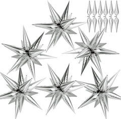 GCTWFYK silver star balloons explosion assembly creates a dramatic event backdrop