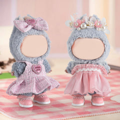 GDLSYLGHY Labubu doll shoes pink laces; on-doll view, enhances outfit authenticity.