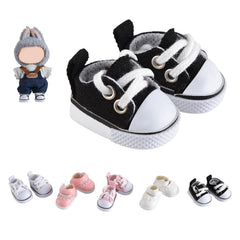 GDLSYLGHY Labubu shoes in black canvas from the front, secure fit shown
