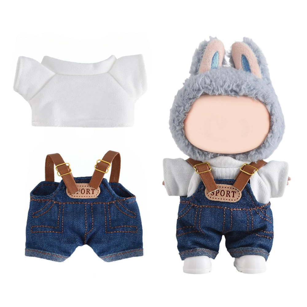 GDLSYLGHY blue denim overall fits 17cm Lububu dolls with secure stay-on style