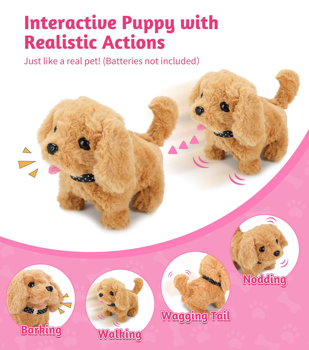 GDUNDUNL electronic interactive dog walks and barks for engaging pretend play.