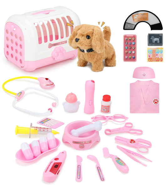 GDUNDUNL toy doctor kit pink dress-up for imaginative pretend care.