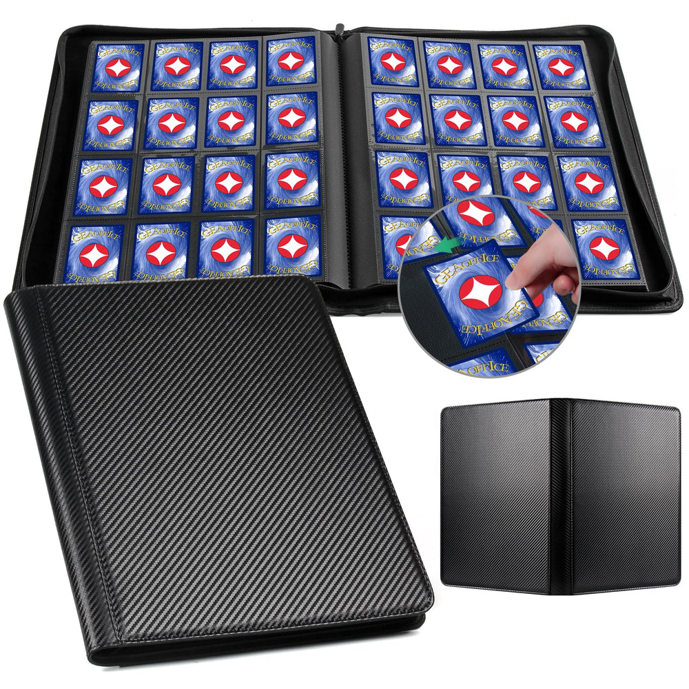 GEAoffice 16-pocket trading card binder with side-loading pockets keeps cards organized and protected.