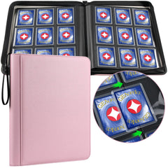 GEAoffice pink 9-pocket binder close-up shows durable zipper and PU leather finish for transport
