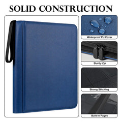 GEAoffice blue binder fits 3x4 rigid top loaders for organized card storage.