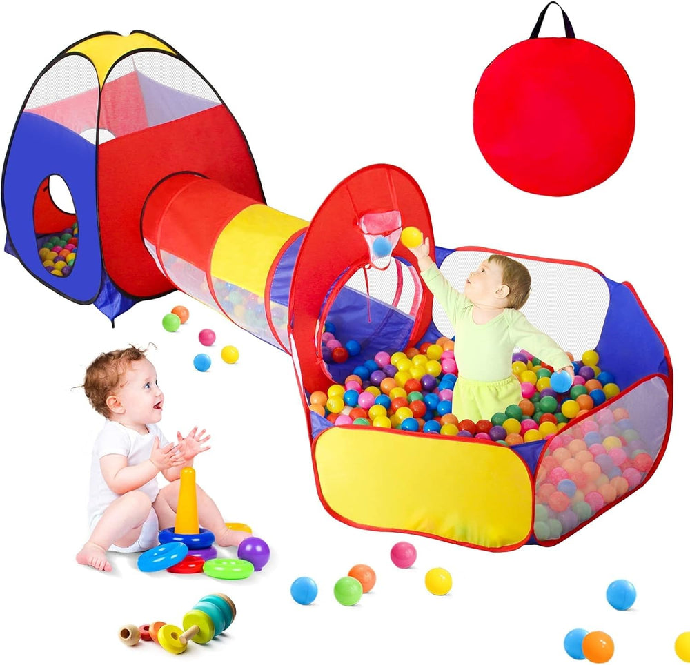GeerWest 3 in 1 play tent with ball pit and tunnel for toddlers.